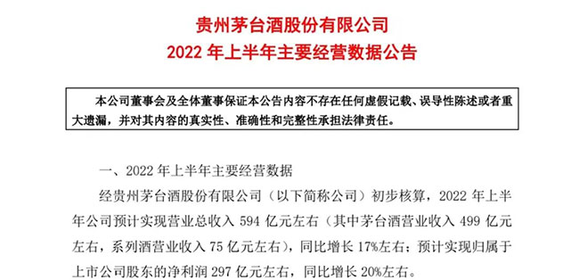   半年营收近600亿、净利大增20%左右！茅台酒或成千亿级大单品！